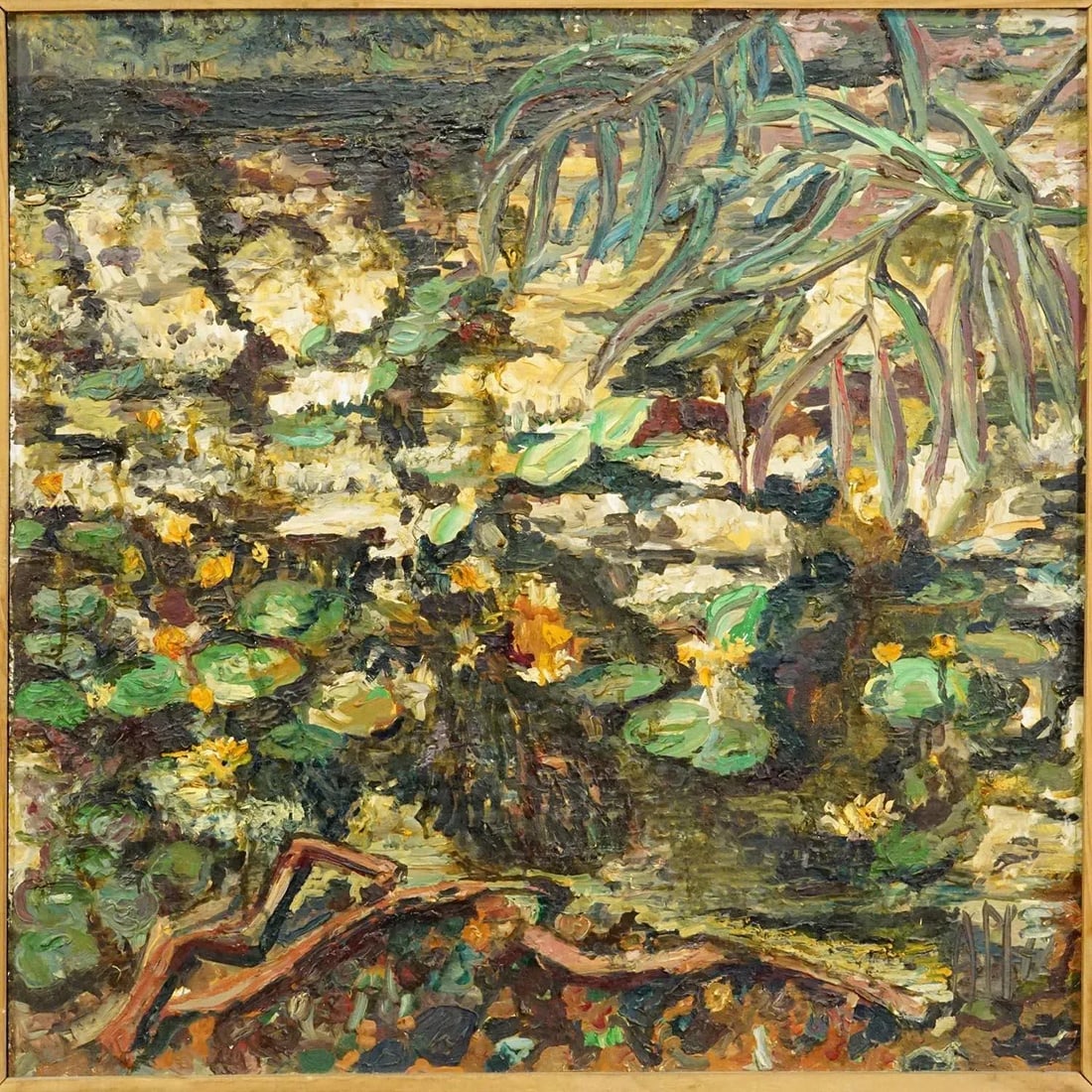 Alexander Michael Oil Painting of a Pont With Water Lilies 1972 - 4