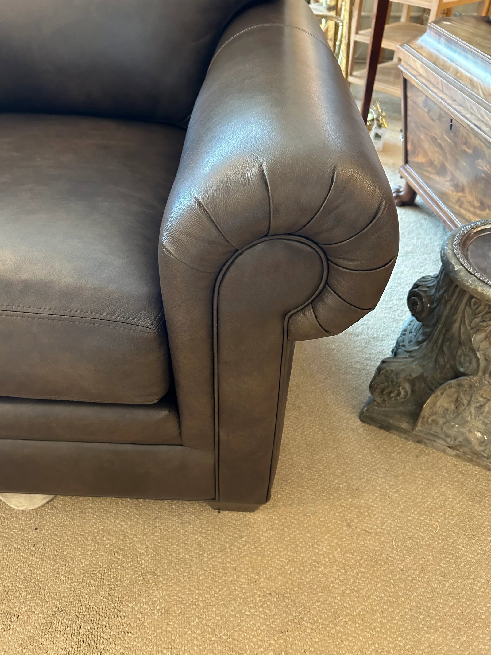 Large Brown Leather Ethan Allen Club Chairs-a Pair - 3