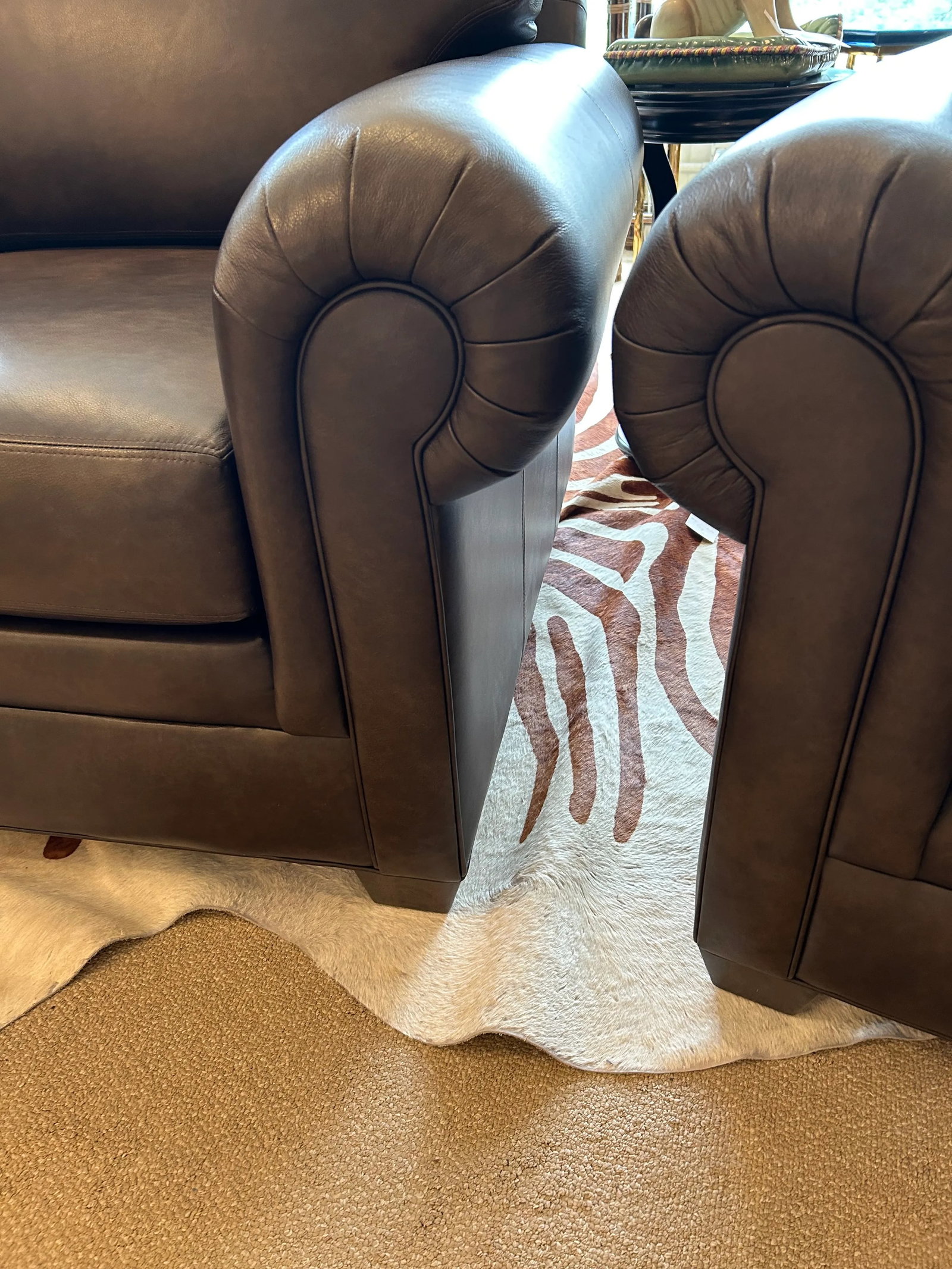 Large Brown Leather Ethan Allen Club Chairs-a Pair - 5