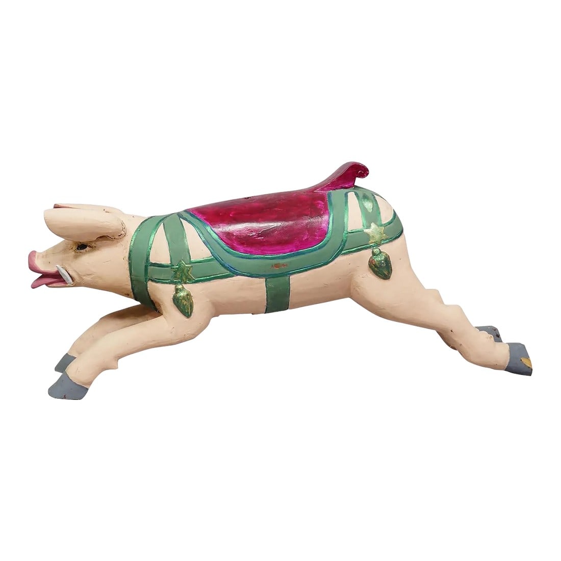 Great Antique Children Carousel Pig, Germany Ca. 1920s: Great Antique Children Carousel Pig, Germany ca. 1920s A wooden carved children's carousel pig with polychrome painting, made in Germany around 1920. Original unrestored condition, partially repainted