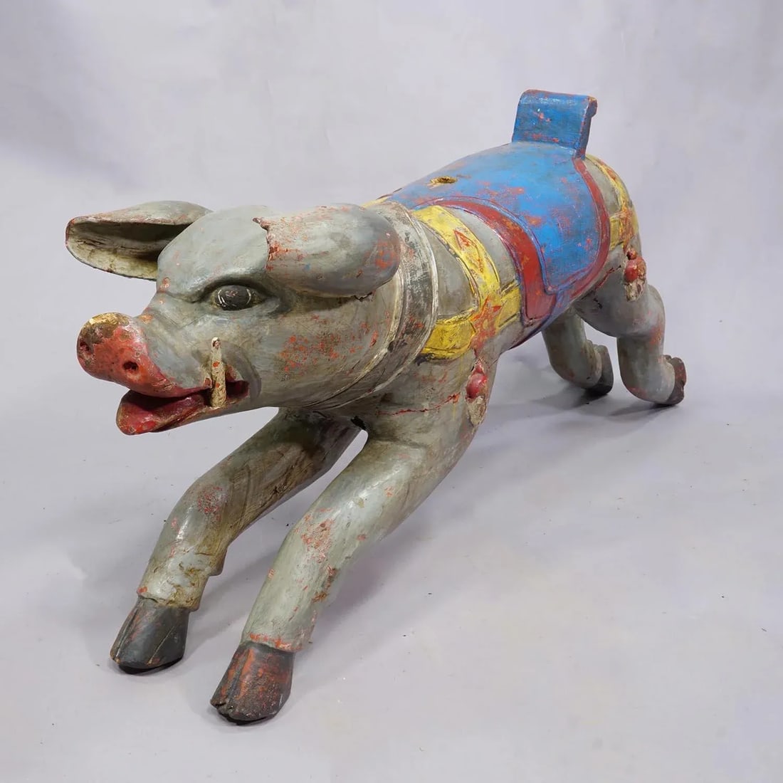 Great Antique Children Carousel Pig, Germany Ca. 1920s - 3