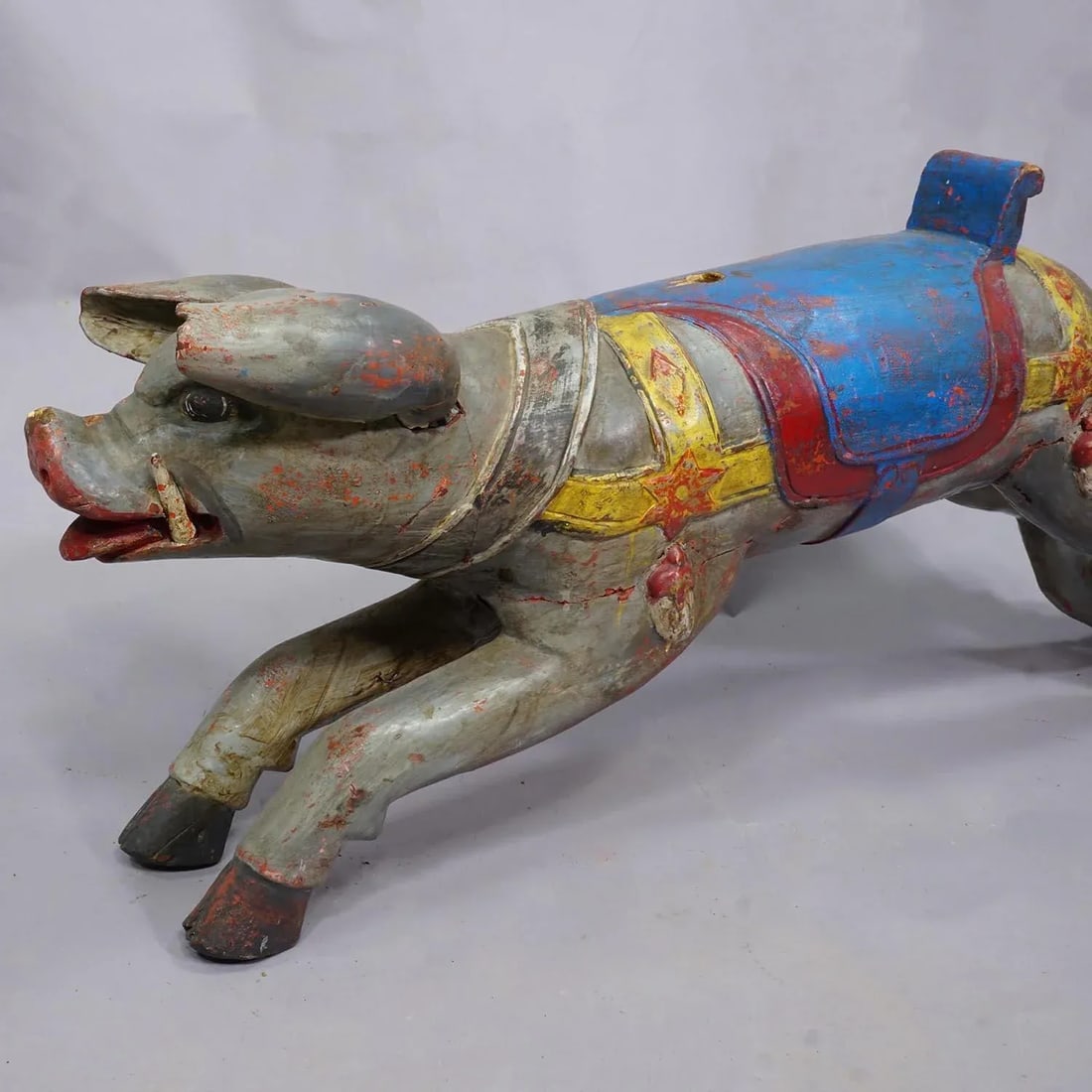 Great Antique Children Carousel Pig, Germany Ca. 1920s - 5