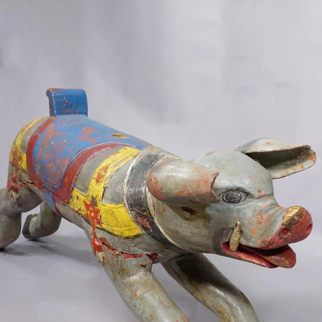Great Antique Children Carousel Pig, Germany Ca. 1920s - 6
