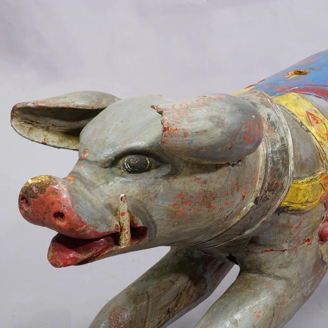 Great Antique Children Carousel Pig, Germany Ca. 1920s - 7