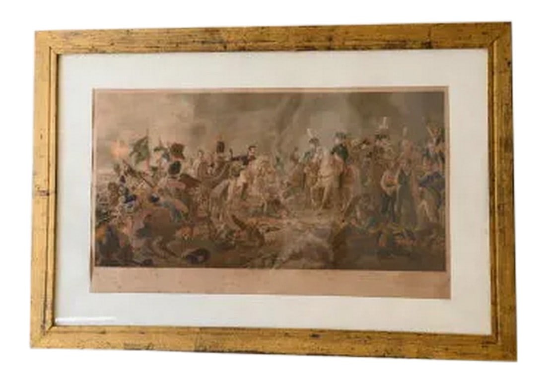 1850 "Eau Forte" Framed Watercolor by FranÃ§ois Gerard: FRAMED WATERCOLOR - eau forte Depicting Napoleon's Battle of Austerlitz, this "eau forte" or engraved watercolor was painted by French artist FranÃ§ois Gerard and engraved by