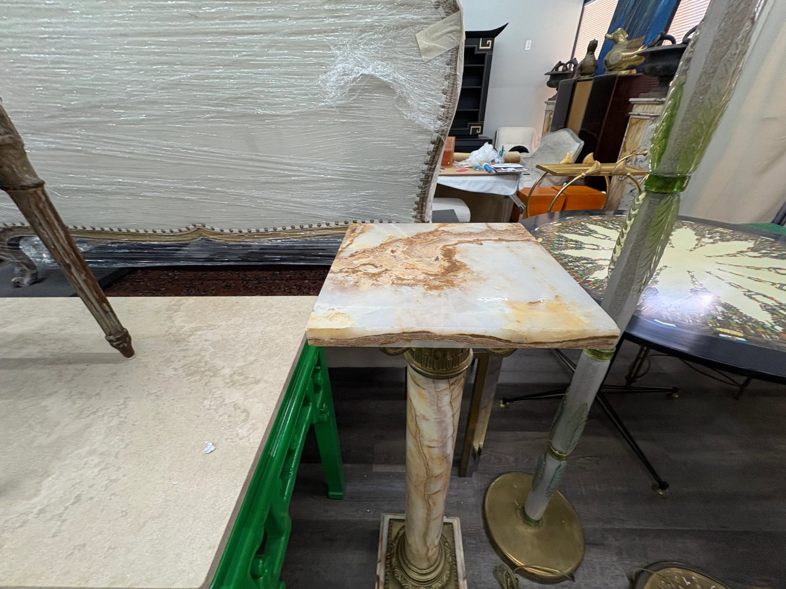 Pair of 19th Century French Neoclassical Style Marble and Bronze Pedestals - 11