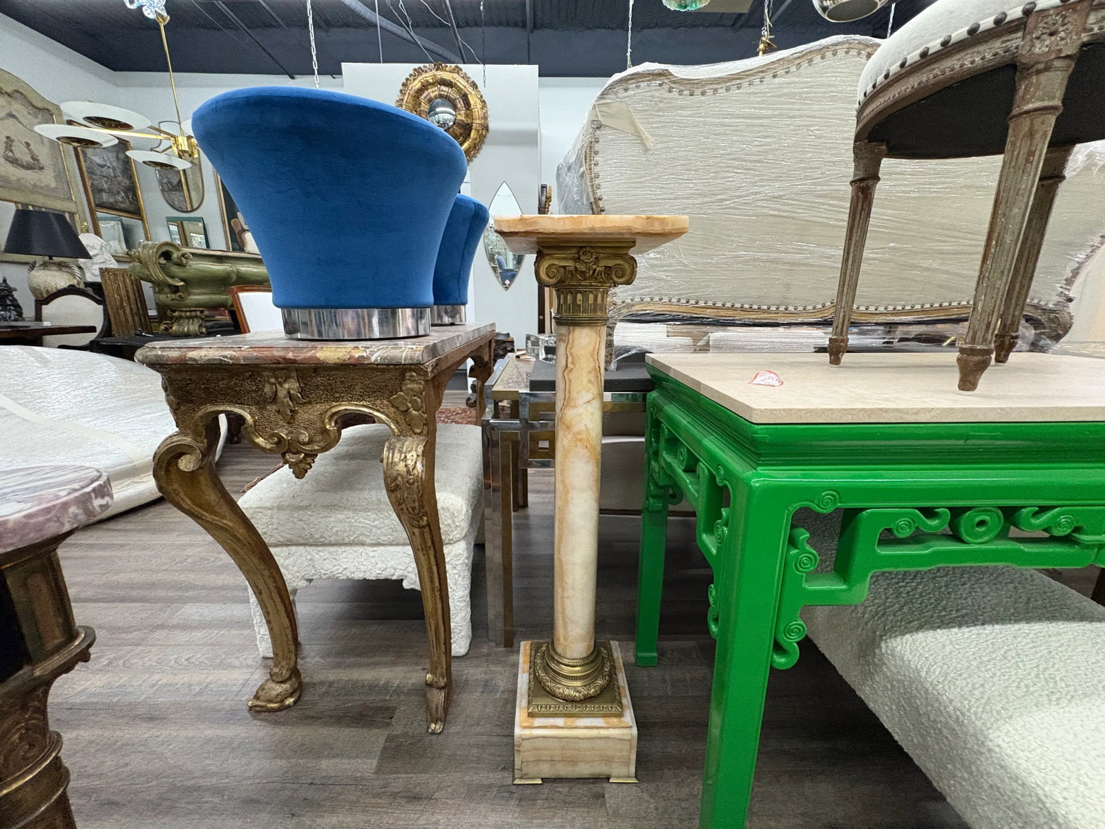 Pair of 19th Century French Neoclassical Style Marble and Bronze Pedestals - 2