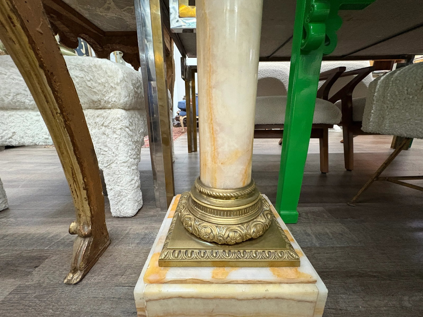Pair of 19th Century French Neoclassical Style Marble and Bronze Pedestals - 4