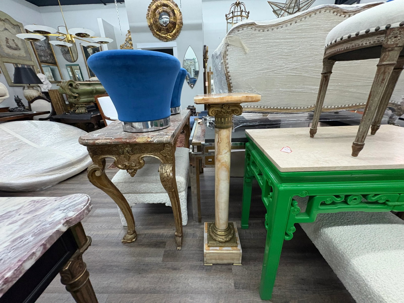 Pair of 19th Century French Neoclassical Style Marble and Bronze Pedestals - 7