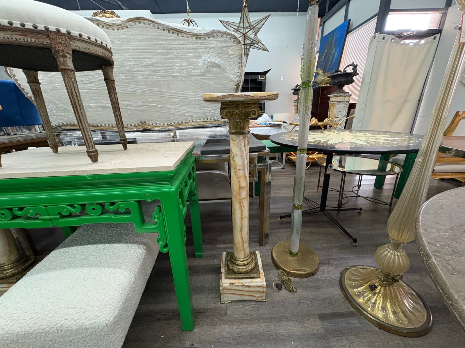Pair of 19th Century French Neoclassical Style Marble and Bronze Pedestals - 8
