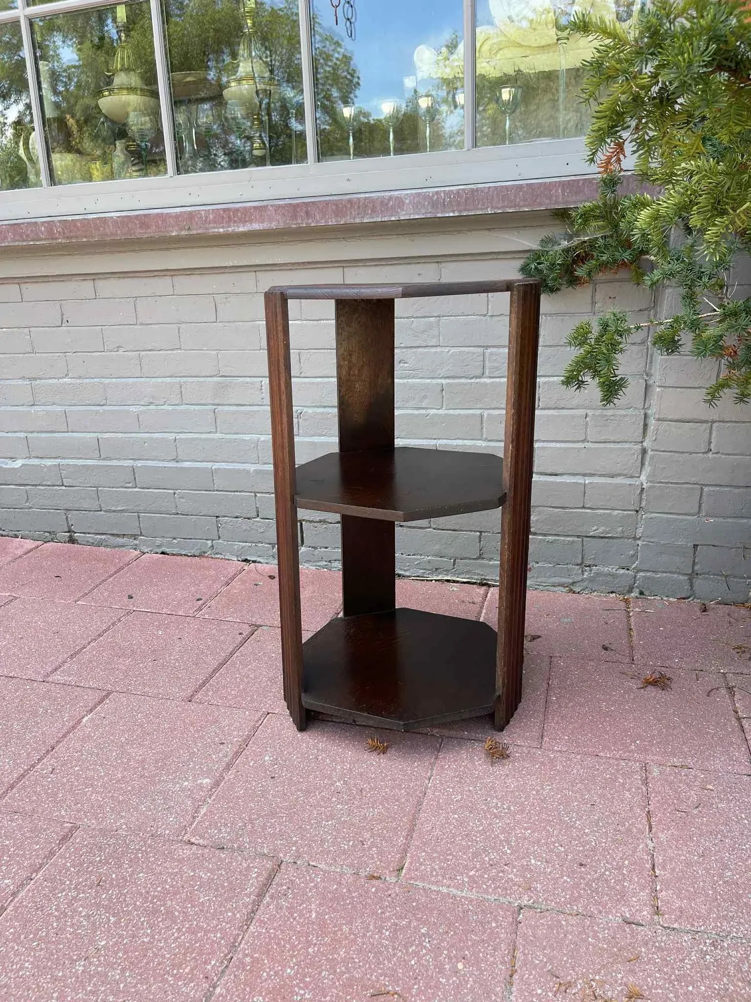 Vintage Art Deco Oak Octagon End Table / Side Table - 4