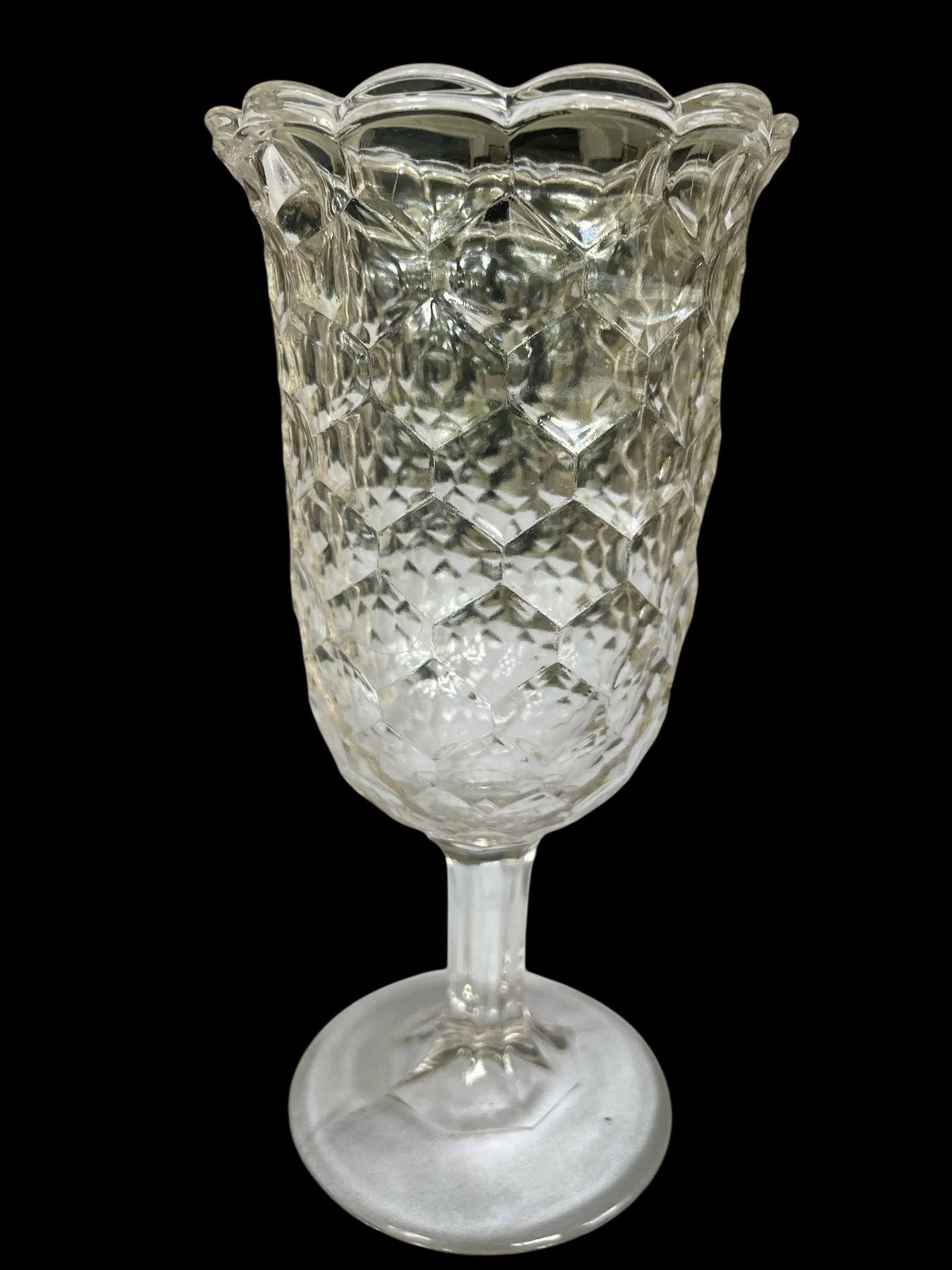 Antique Early American Pressed Glass Spooner or Celery Vases Honeycomb Pattern, Circa 1880s - A Pair - 4