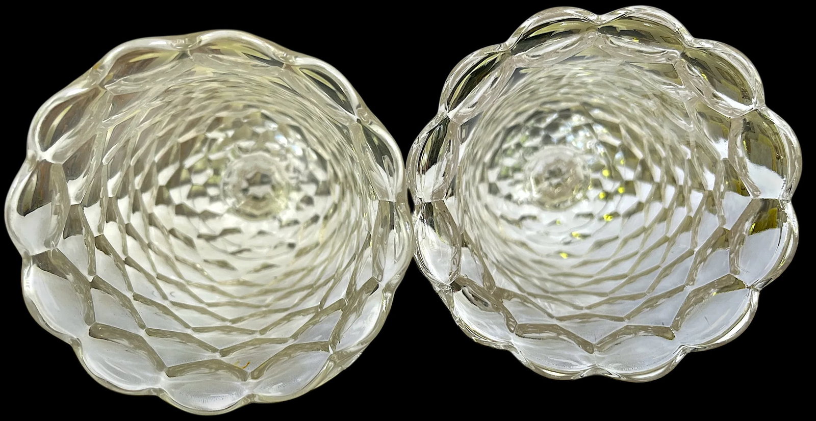 Antique Early American Pressed Glass Spooner or Celery Vases Honeycomb Pattern, Circa 1880s - A Pair - 5