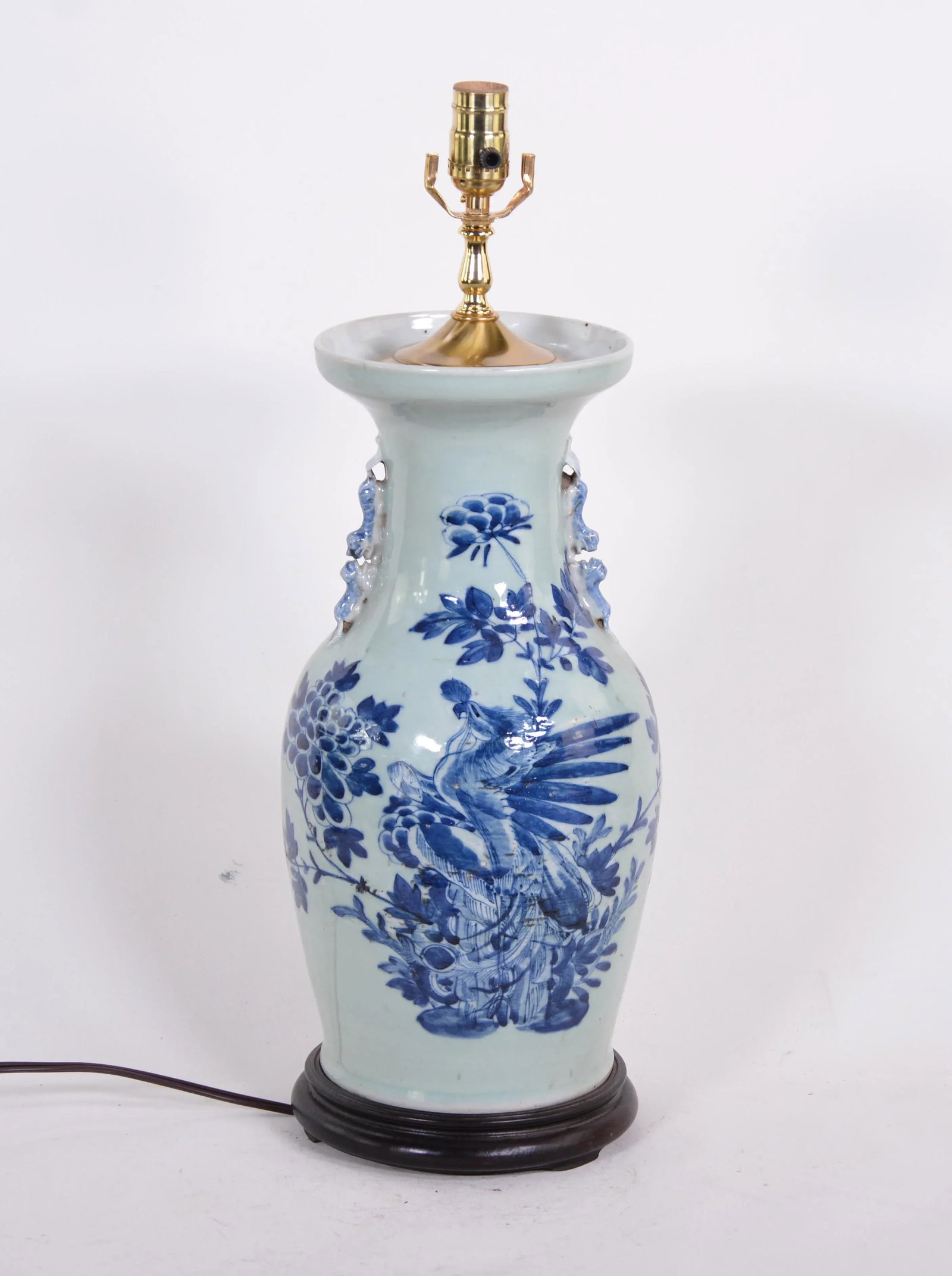 19th Century Chinese Blue and White Porcelain Vase Vintage Table Lamp - 2