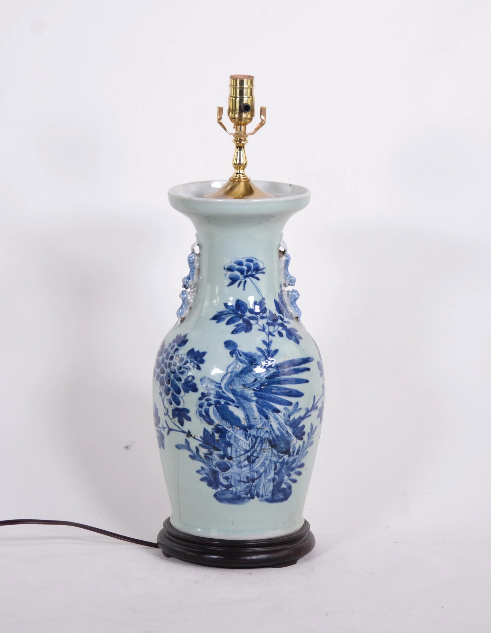 19th Century Chinese Blue and White Porcelain Vase Vintage Table Lamp - 4