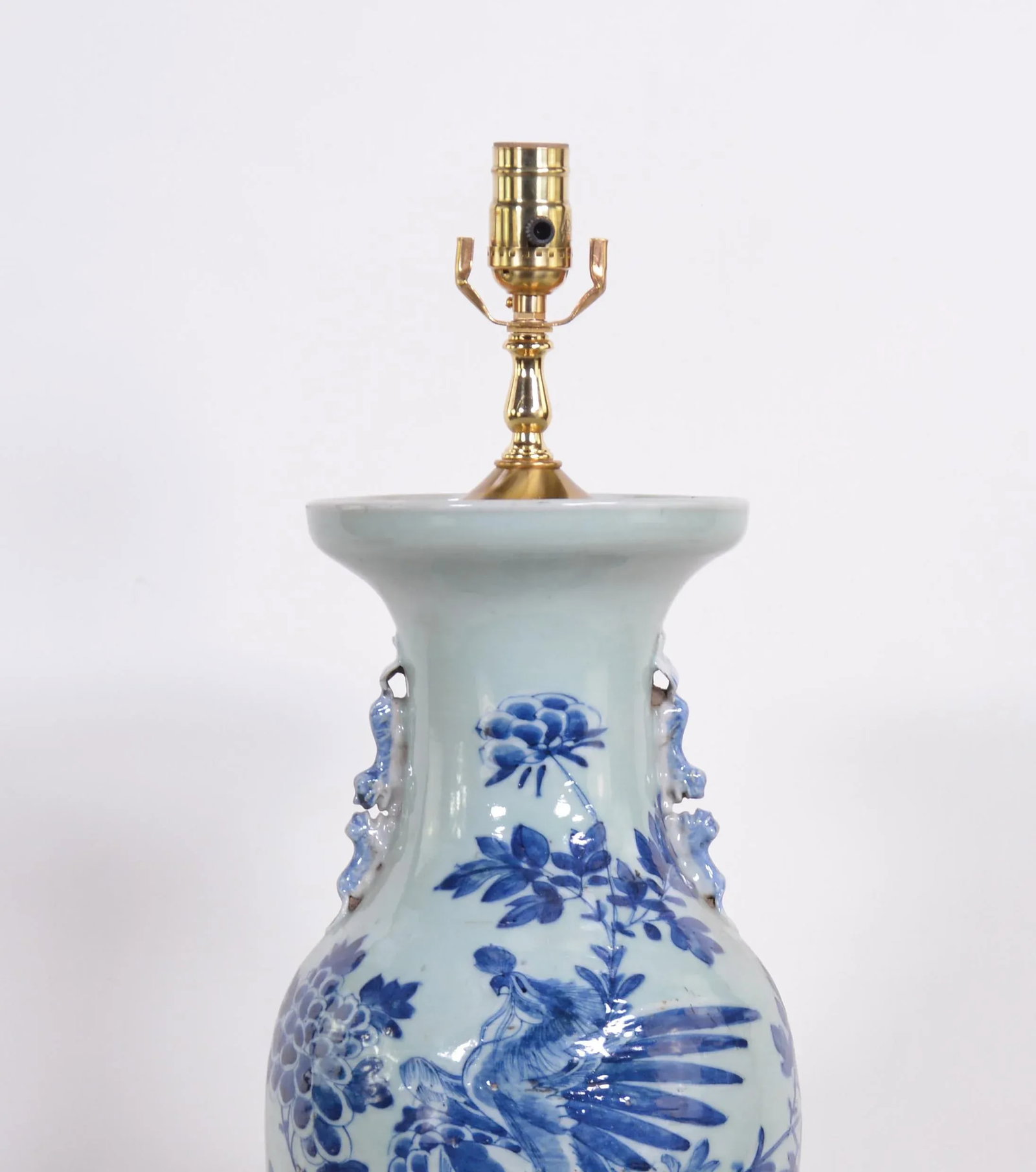 19th Century Chinese Blue and White Porcelain Vase Vintage Table Lamp - 5