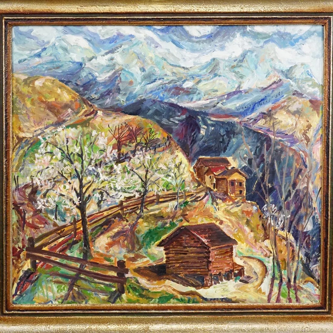 Alexander Michael Oil Painting – Mountain Huts, 1980 - 3