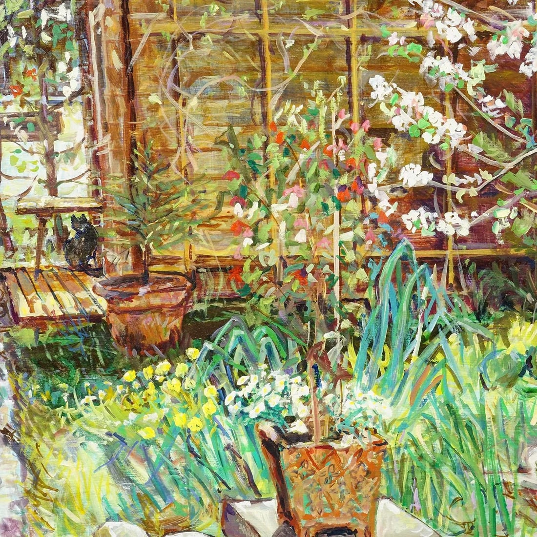 Garden With Blooming Apple Tree – Oil Painting by Alexander Michael, 1997 - 4