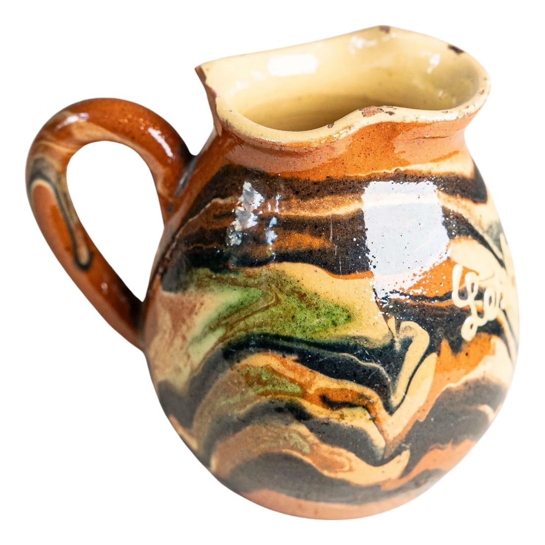 Mid-20th Century French Marbled Glazed Terracotta Pitcher, "Les Uravis" (1 of 5)