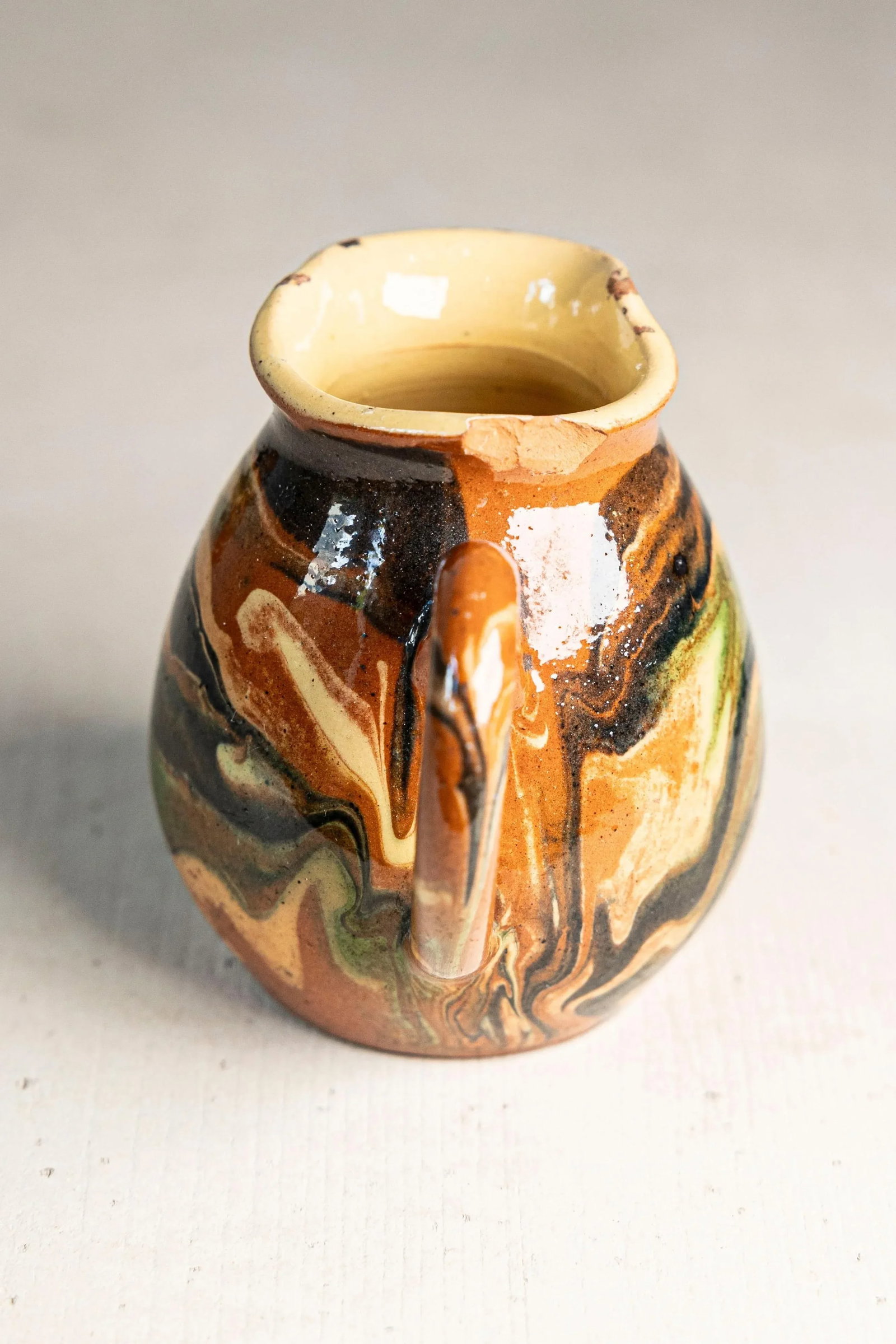 Mid-20th Century French Marbled Glazed Terracotta Pitcher, "Les Uravis" - 4