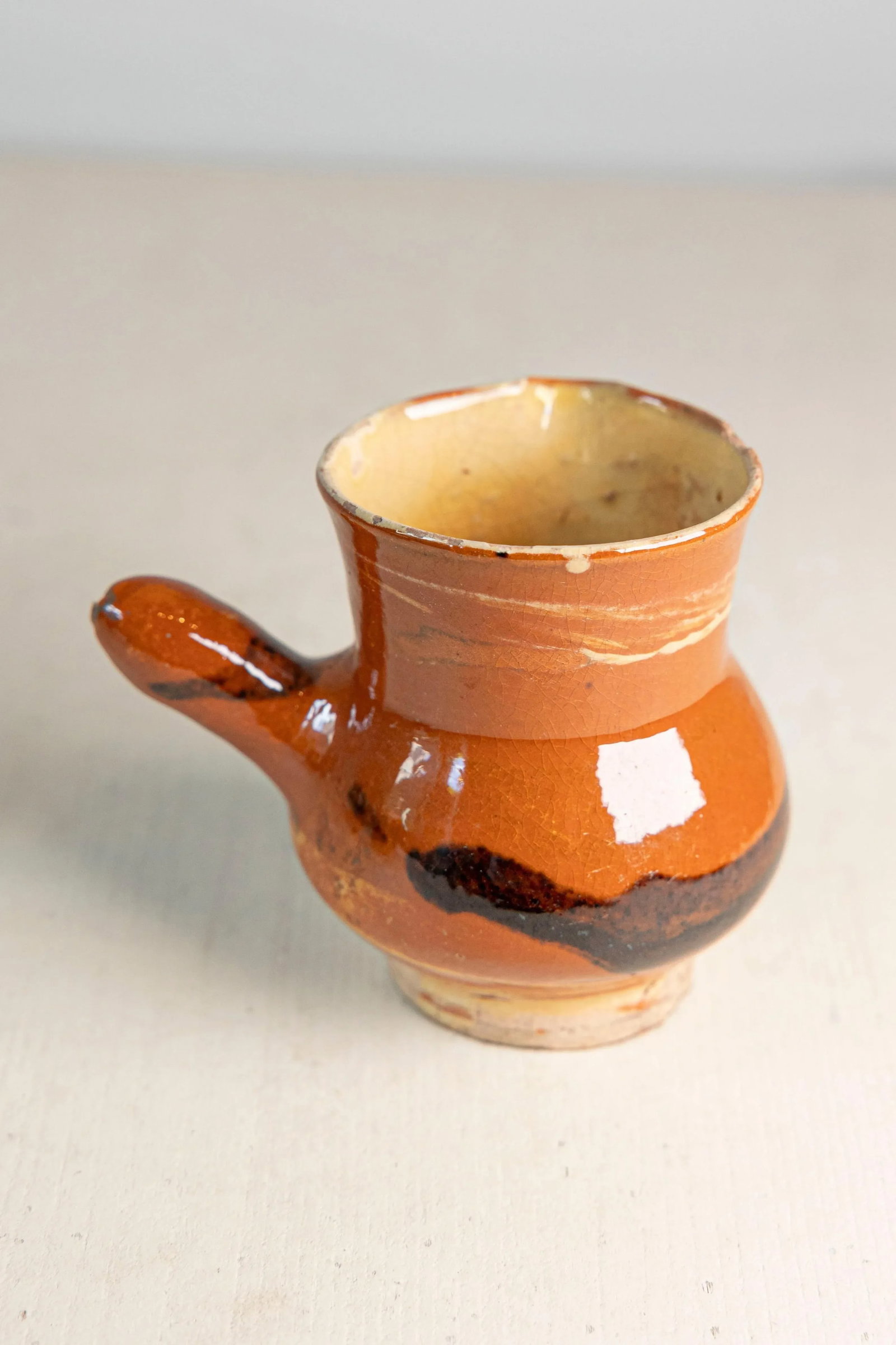 Early 20th Century French Glazed Terracotta Pitcher with Side Handle - 5