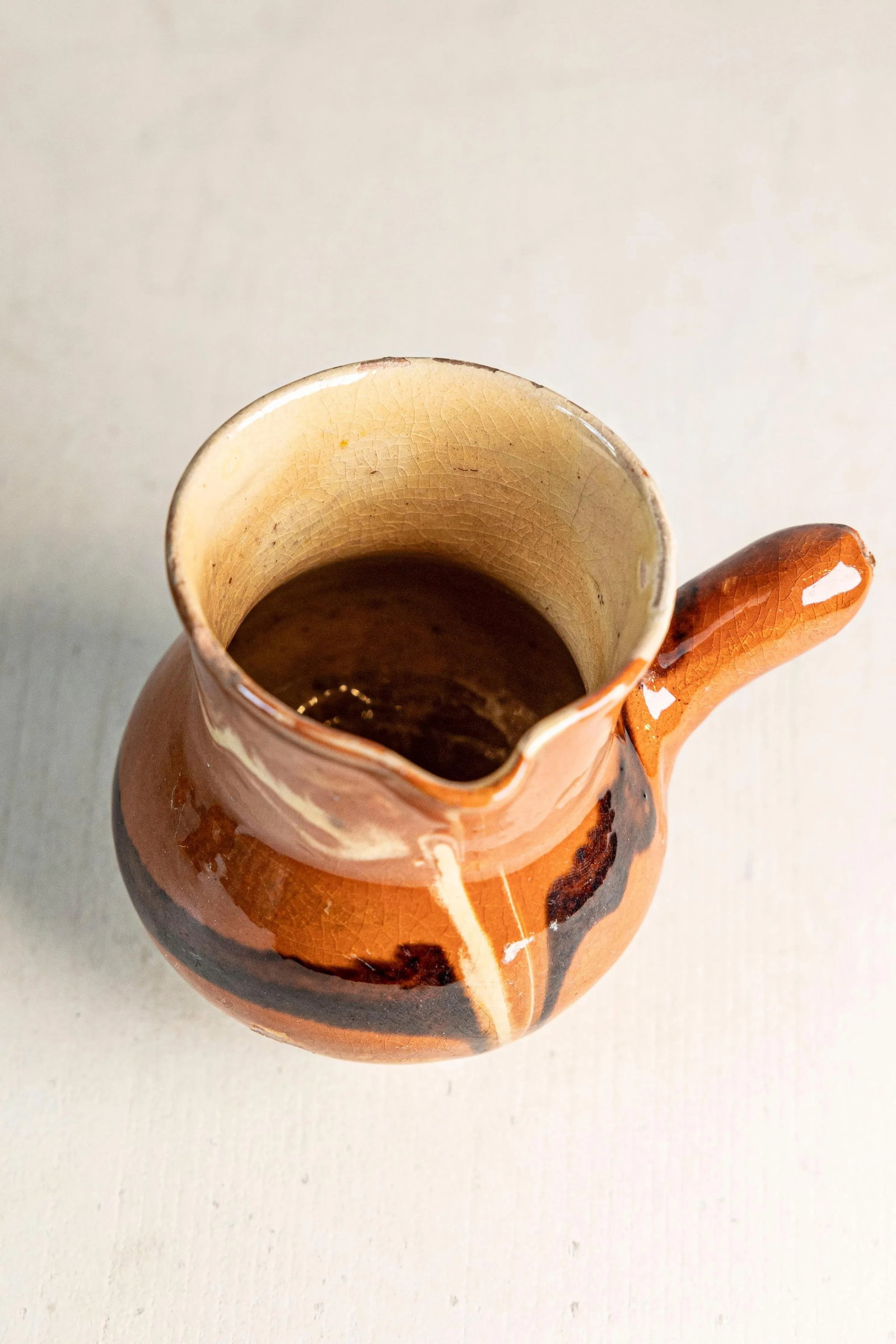 Early 20th Century French Glazed Terracotta Pitcher with Side Handle - 6