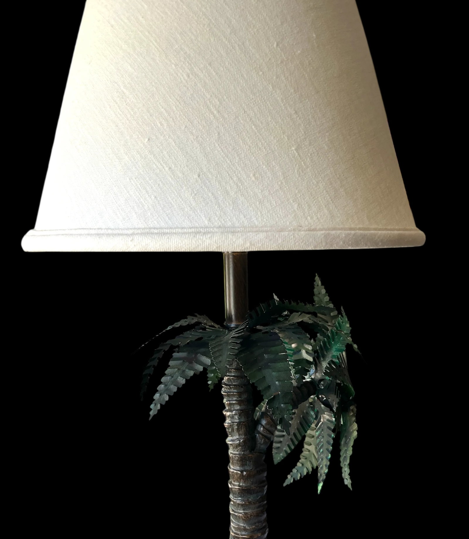 1990s Toile Elephant and Boy Tropical Palm Tree Table Lamp - 5