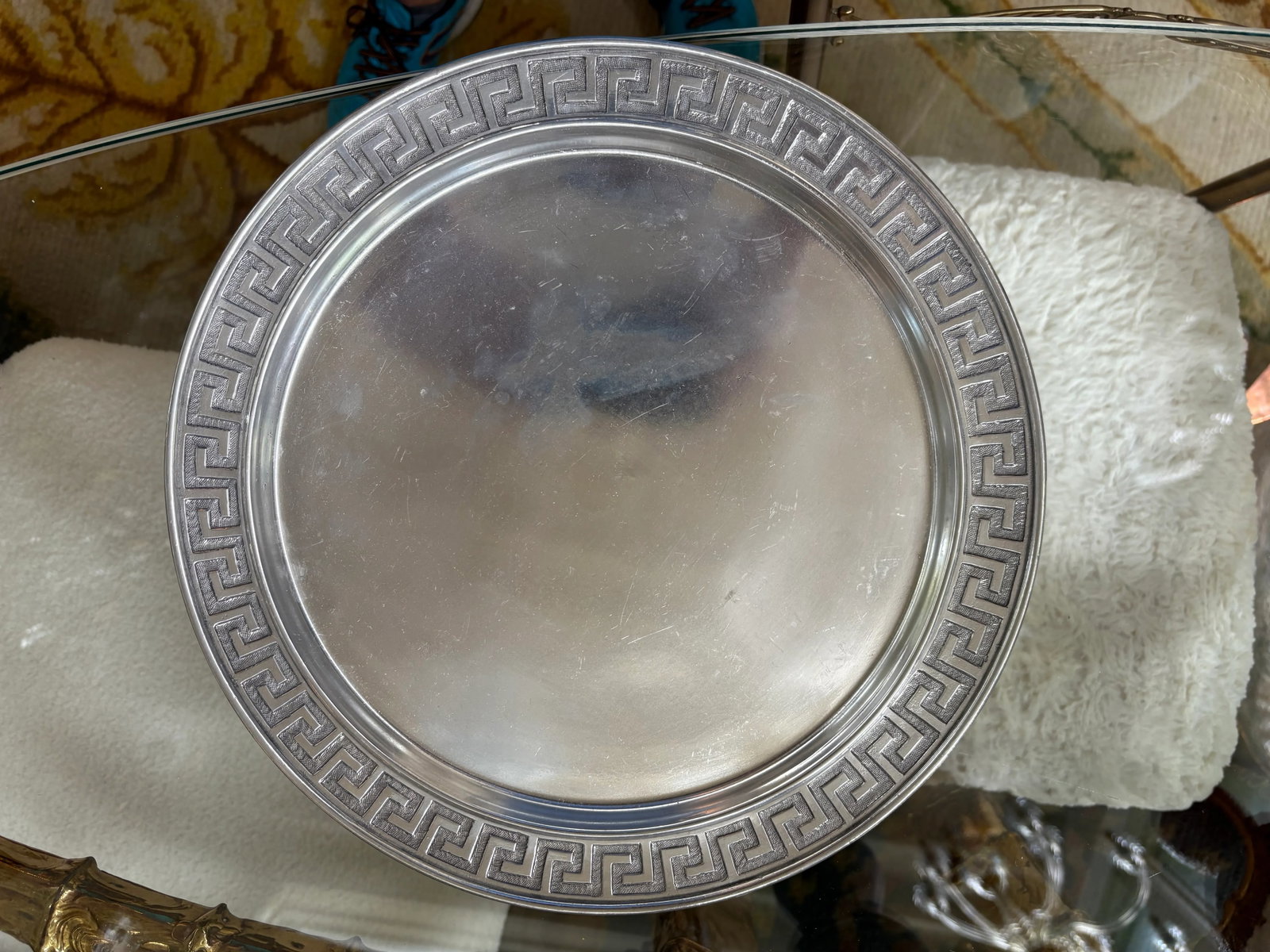 Late 20th Century Italian Tray With a Greek Key Design - 4