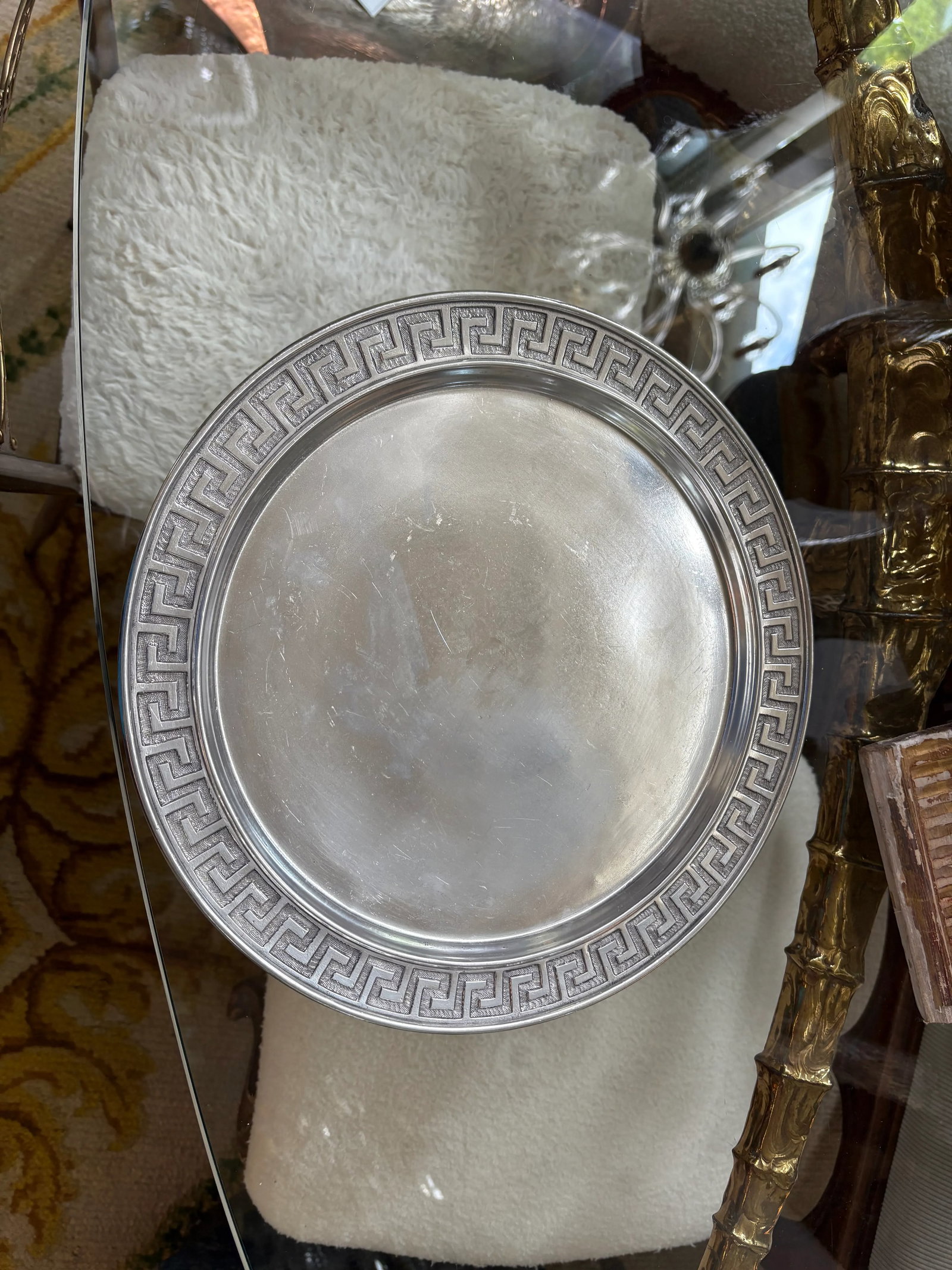 Late 20th Century Italian Tray With a Greek Key Design - 8