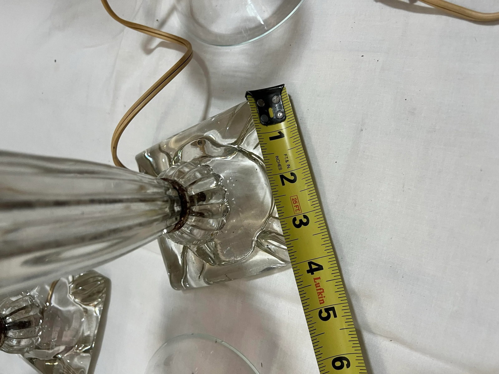 Pair of 1970s Glass Table Lamps With Glass Shades - 8