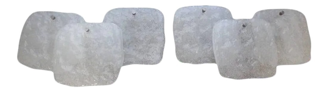 Mid-Century Modern Kalmar Ice Block Sconces-Pair: Large pair of 1960's mid-century Austrian Kalmar / Murano glass ice block sconces. This great pair of Modernist glass sconces have nickel-plated steel structures and are newly wired for U. S. market. 