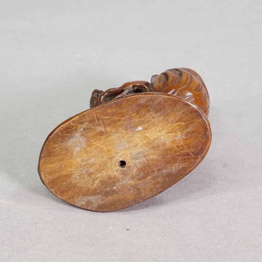 Wooden Sculpture Cat With Rabbit Handcarved Ca. 1900s - 7