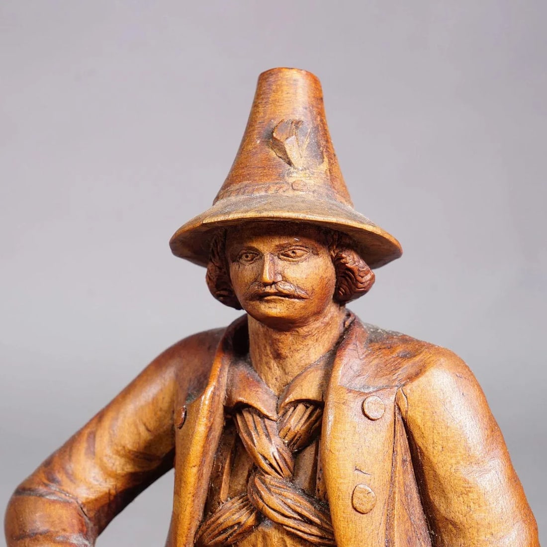 Antique Hand-Carved Tyrolean Farmer Sculpture, Ca. 1880 - 5