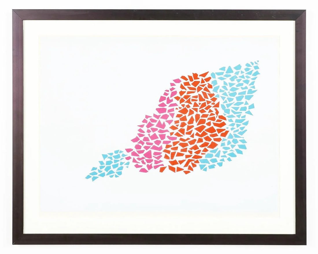 Vintage Original Signed Robert Goodnough "Red, Blue, and Pink" Print, Framed - 3