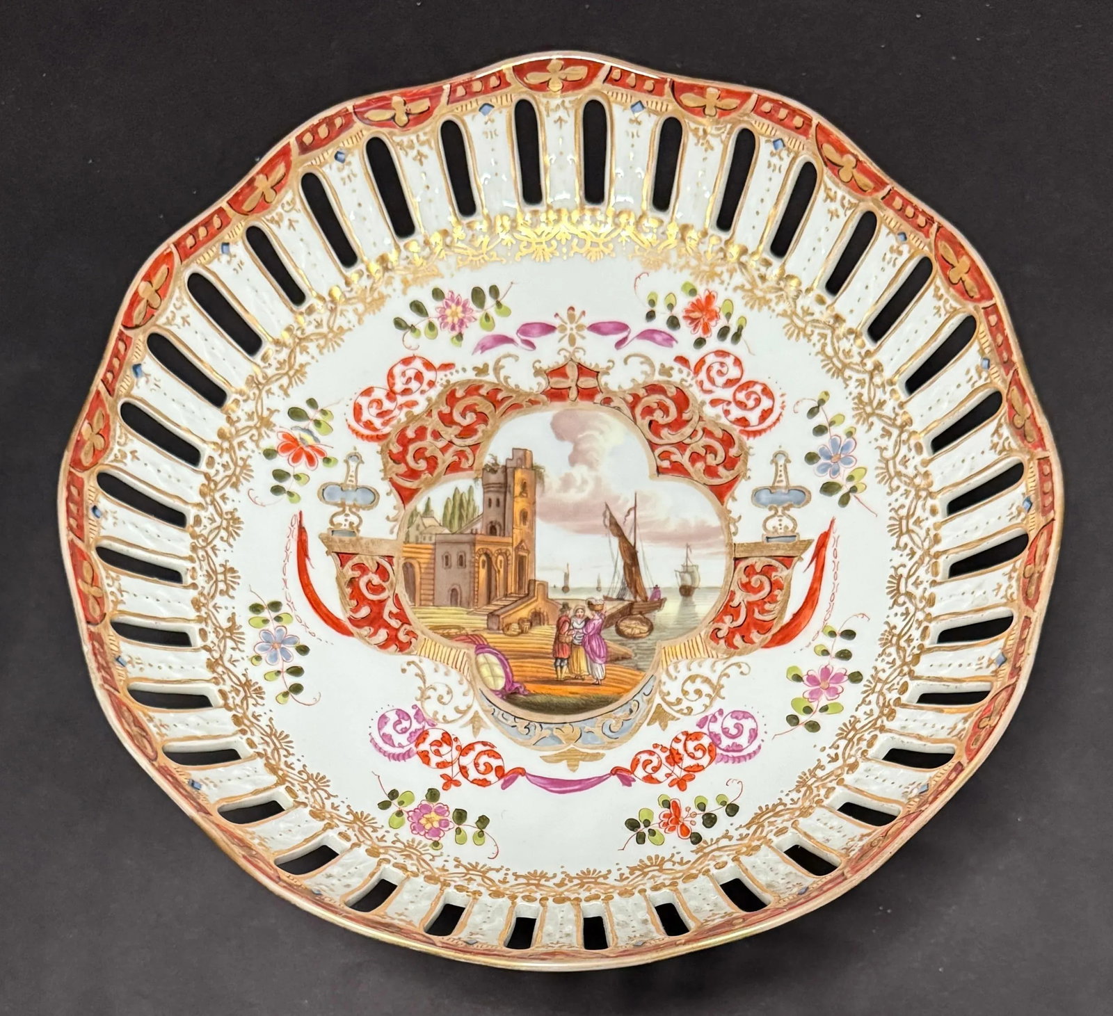 Mid 19th Century Augustus Rex Helena Wolfsohn Gilt, Painted And Reticulated Compote - 2