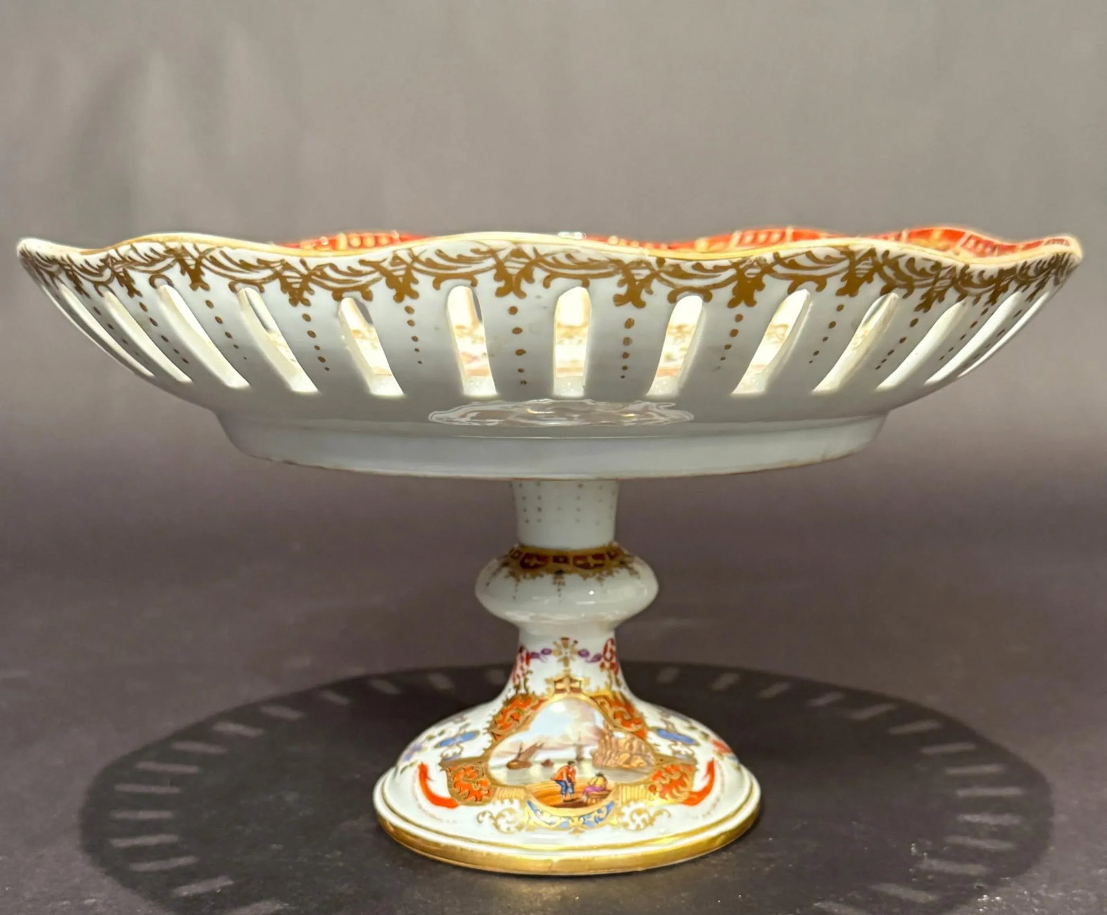 Mid 19th Century Augustus Rex Helena Wolfsohn Gilt, Painted And Reticulated Compote - 3