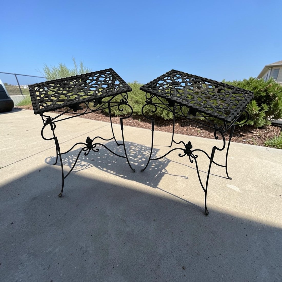 Cast Iron, Garden District, French Style, Side or Drink Table - A Pair - 2