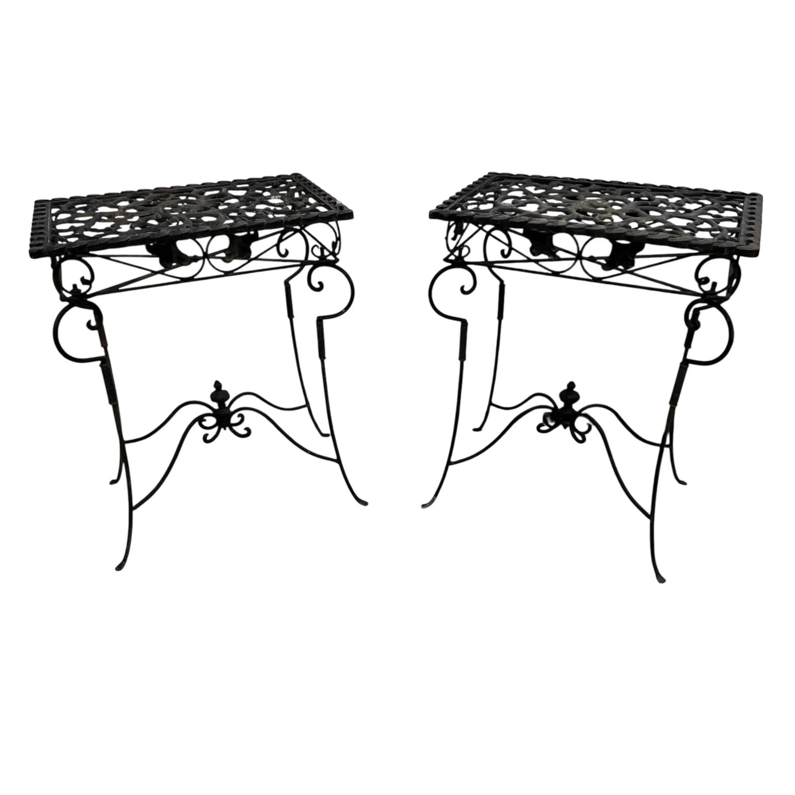 Cast Iron, Garden District, French Style, Side or Drink Table - A Pair - 4
