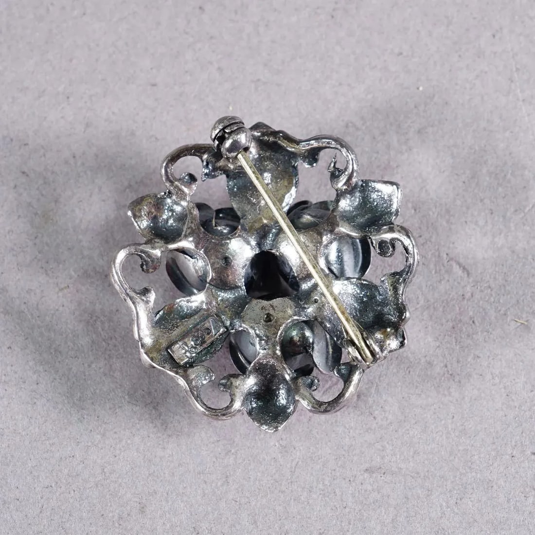 Elegant Vintage Flower Brooch, Handmade From 835 Silver, Germany Ca. 1950s - 2