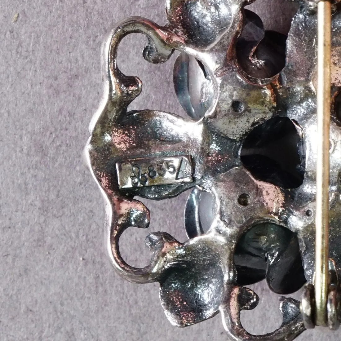 Elegant Vintage Flower Brooch, Handmade From 835 Silver, Germany Ca. 1950s - 4