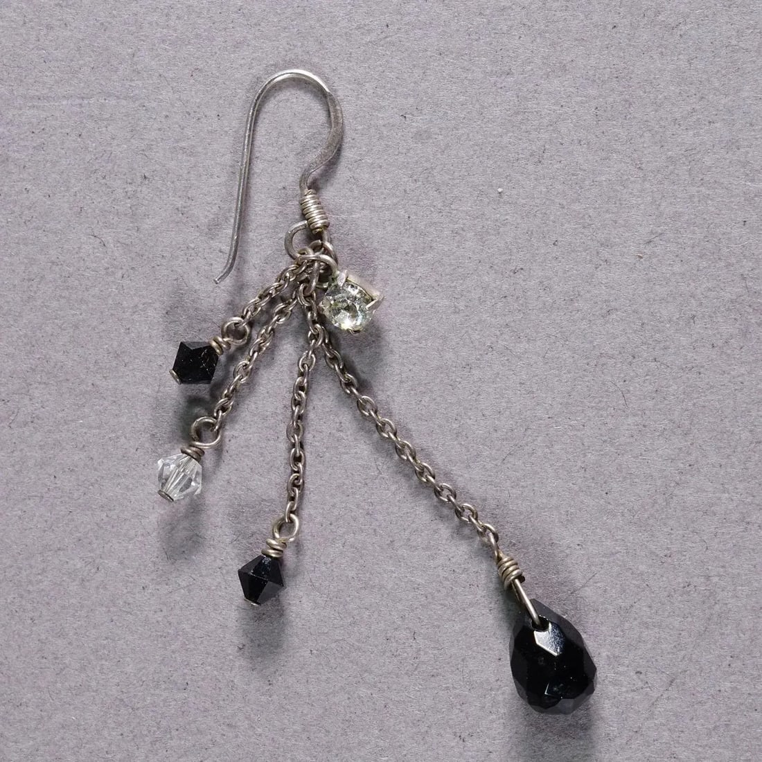 Vintage Earrings With Black Pearls and Rhinestones, Germany Ca. 1950s - 3