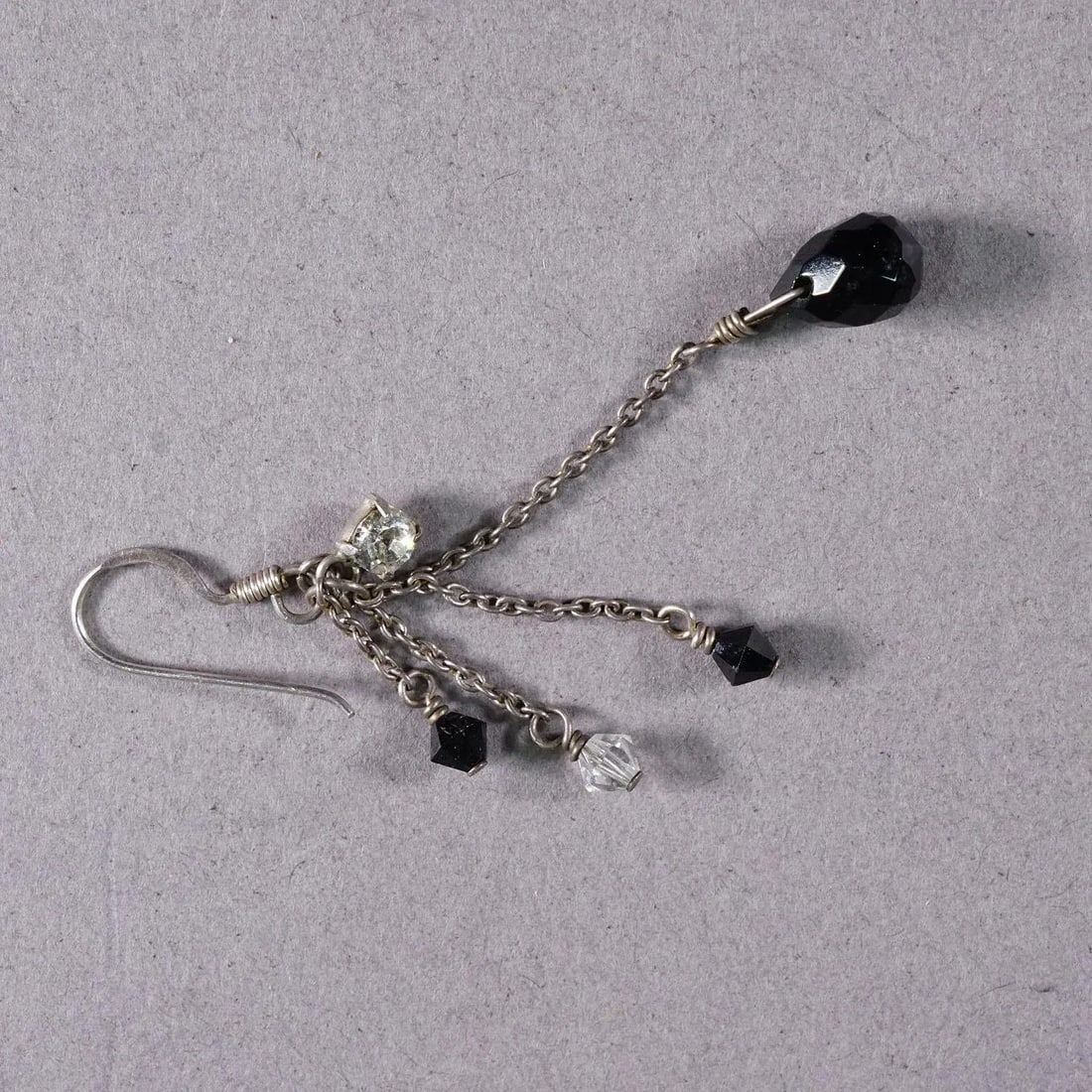 Vintage Earrings With Black Pearls and Rhinestones, Germany Ca. 1950s - 4