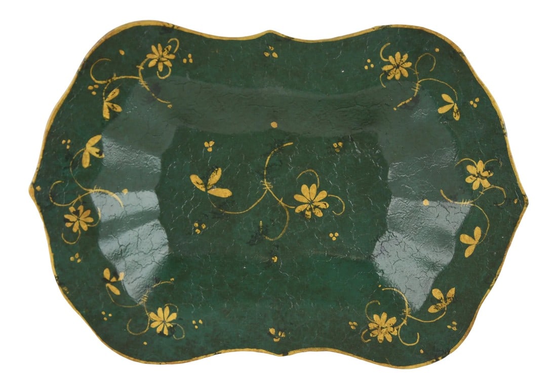 Vintage Hand-Painted Desktop Decoration Plate/Tray: Vintage hand-painted desktop decoration board. Hand drawn vintage floral pattern. Has excellent decorative effects.Size:9"*14"*1" Condition: Alterations: Original Condition Unaltered Imperfections: