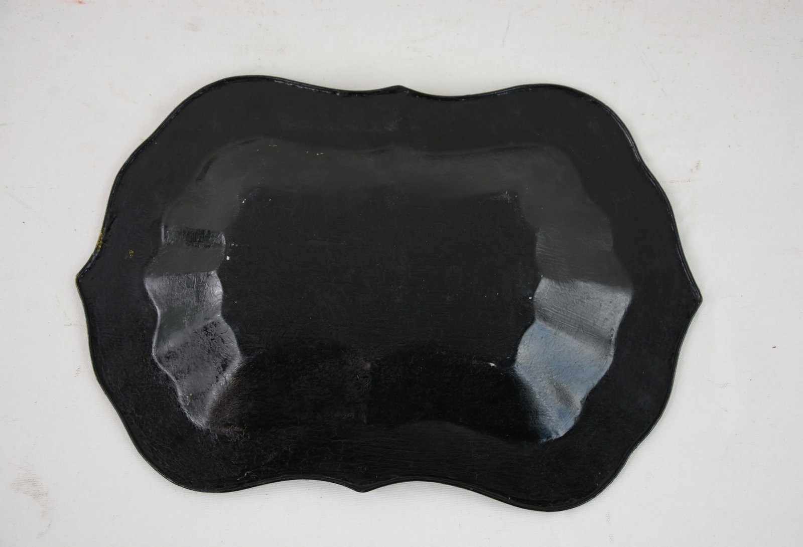 Vintage Black Background Hand Painted Chinoiserie Decorative Plate, Tray - 7
