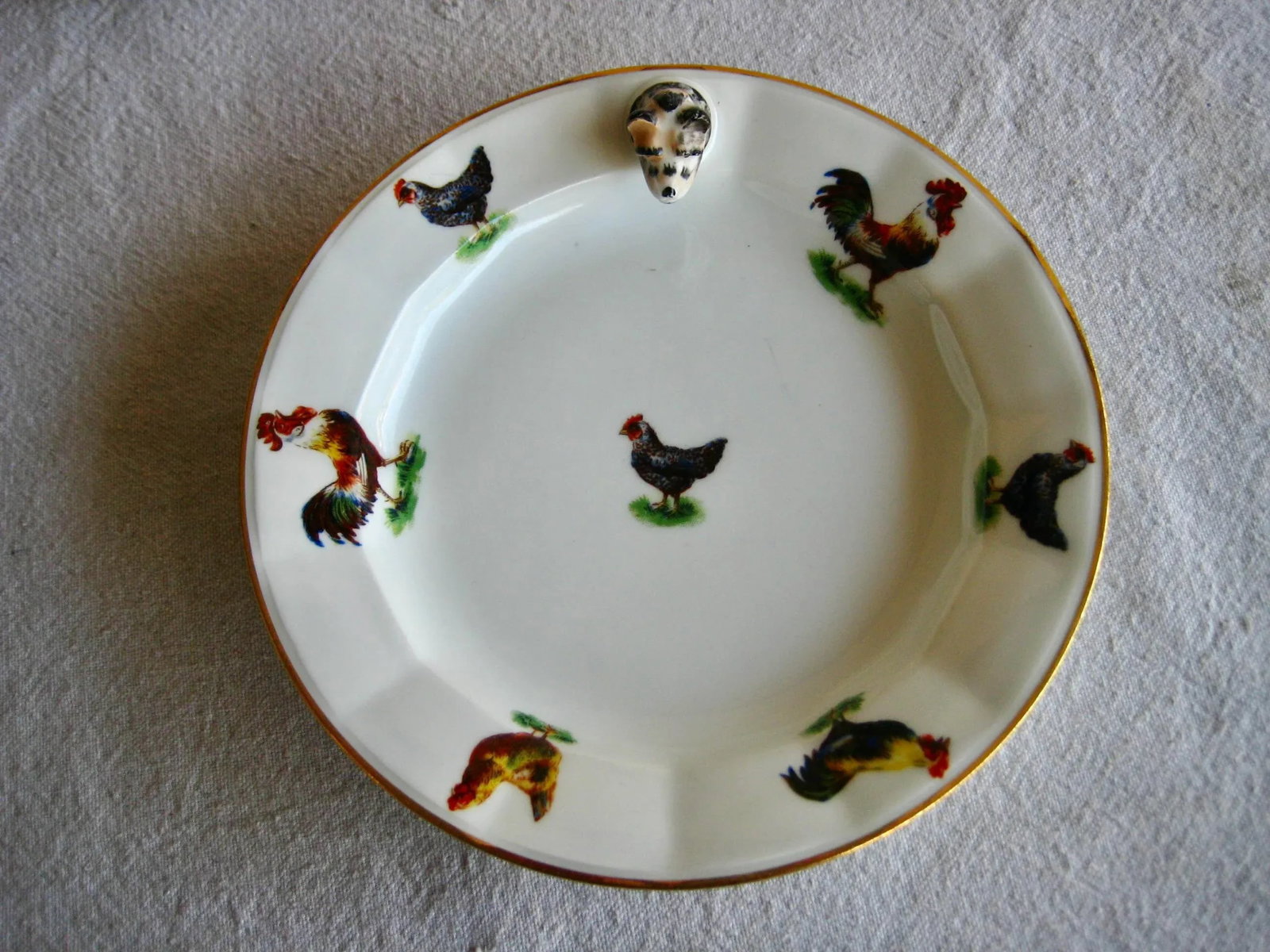 French Mid Century Modern Porcelain Baby Worming Plate - 2