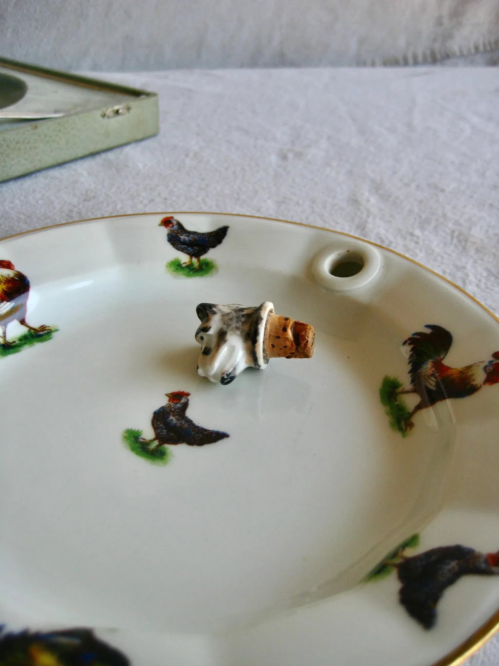 French Mid Century Modern Porcelain Baby Worming Plate - 6