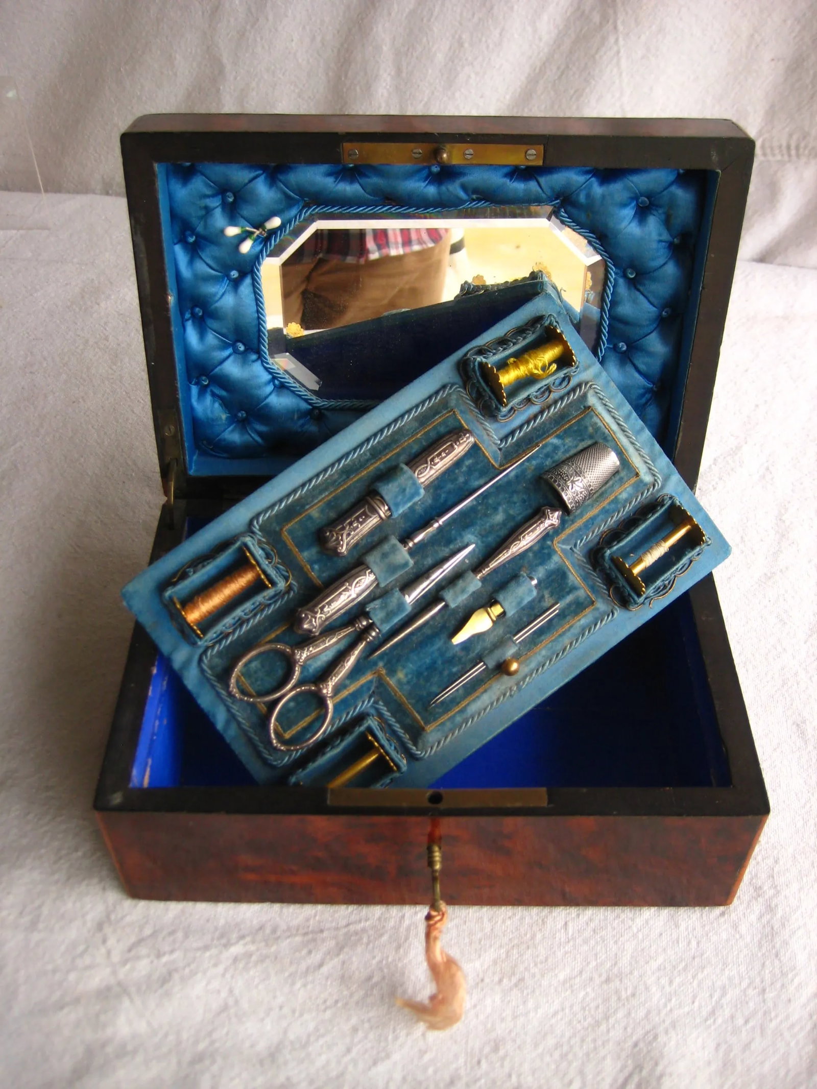 Set of 13 French Napoleon III Sewing Inlay Box - 2