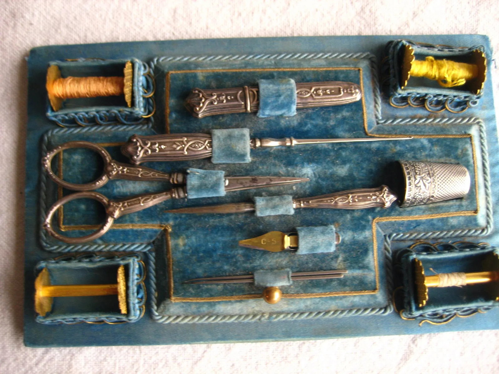Set of 13 French Napoleon III Sewing Inlay Box - 3