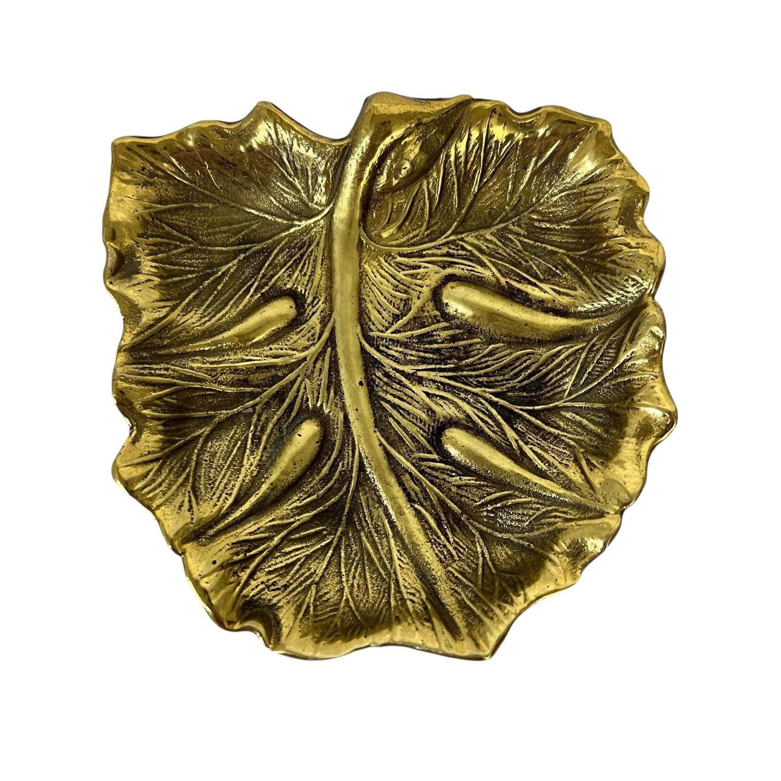 Vintage Virginia Metalcrafters Brass in Leaf Catchall - A Pair - 6