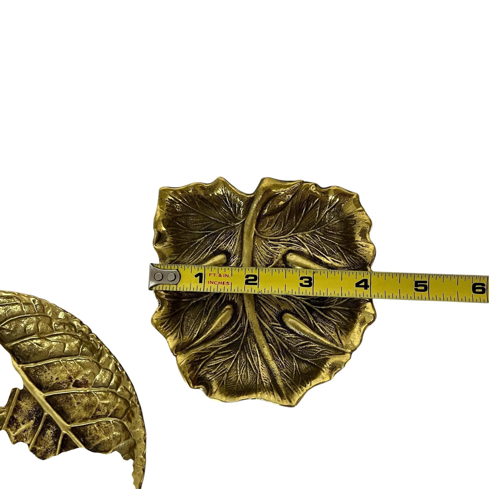 Vintage Virginia Metalcrafters Brass in Leaf Catchall - A Pair - 8